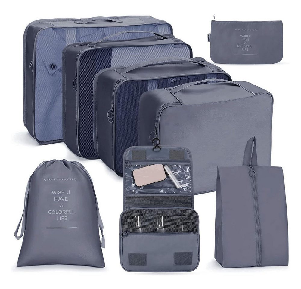 TUWENA Kofferorganizer Koffer Organizer Set 8-teiliges, Packing Cubes, Reise Kleidertaschen, Reise Essentials Organizer - Kosmetiktasche, Kleidertasche Schuhbeutel