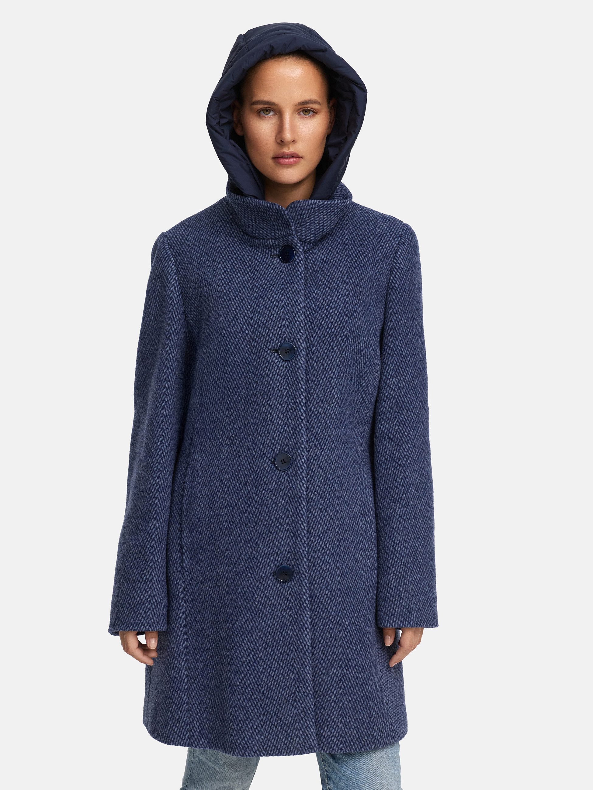 Manisa Wolljacke mit Stehkragen und Kapuze, günstig online kaufen