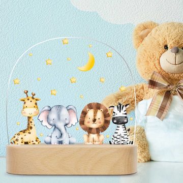 GRAVURZEILE LED Nachtlicht für Kinder, Beruhigend und Energiesparend - Tiergruppen Design, LED, Warmweiß, Geschenk für Kinder & Baby