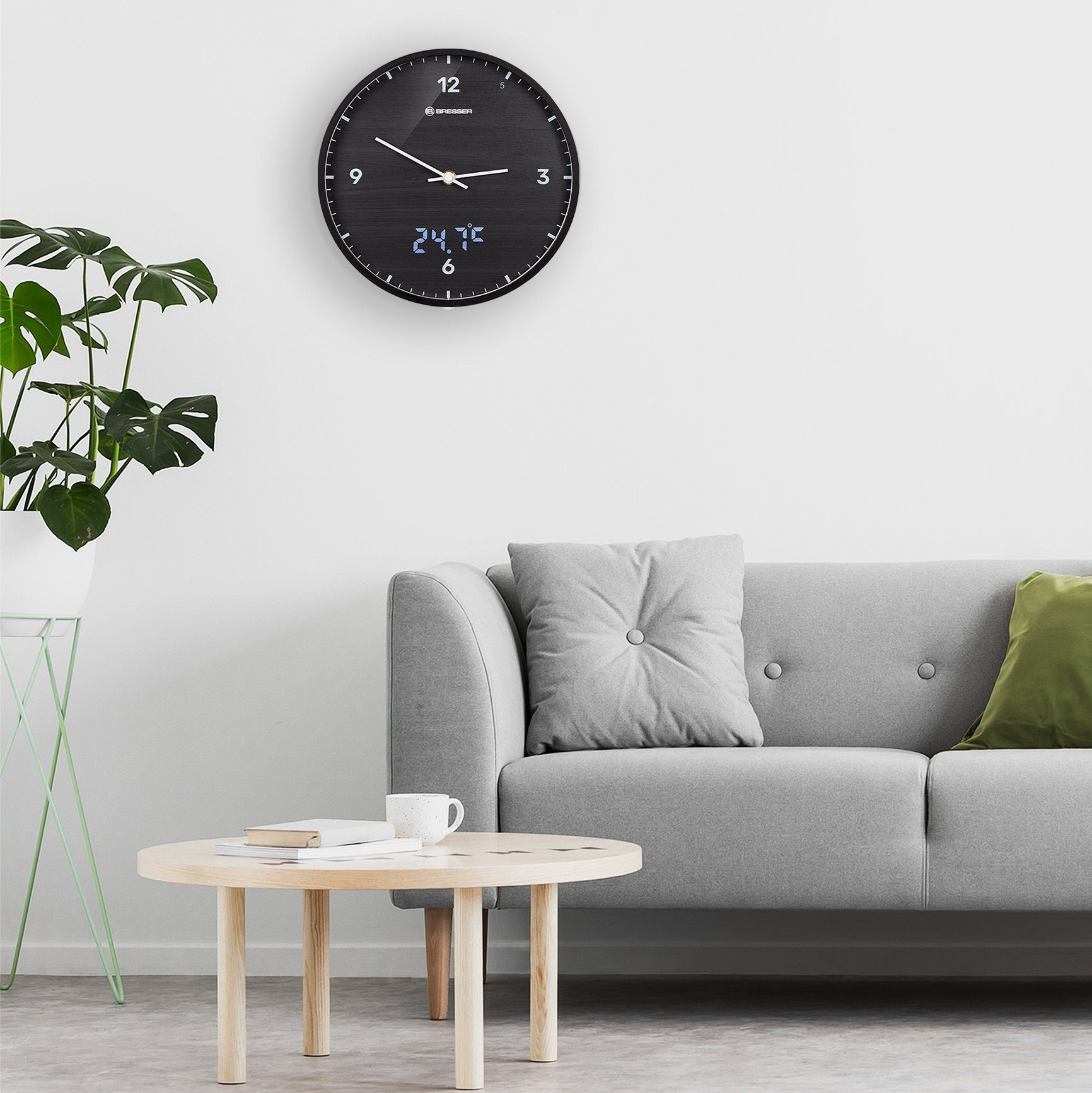 BRESSER Wanduhr MyTime LEDsec Wanduhr 24 cm - schwarz – Bild 5 von 5
