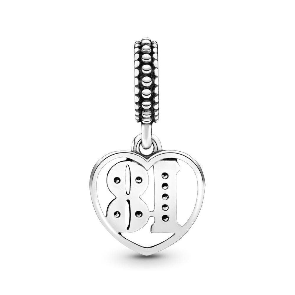 Pandora Charm-Einhänger PANDORA Charm Anhänger Herz 18 aus 925er Silber mit Zirkonia