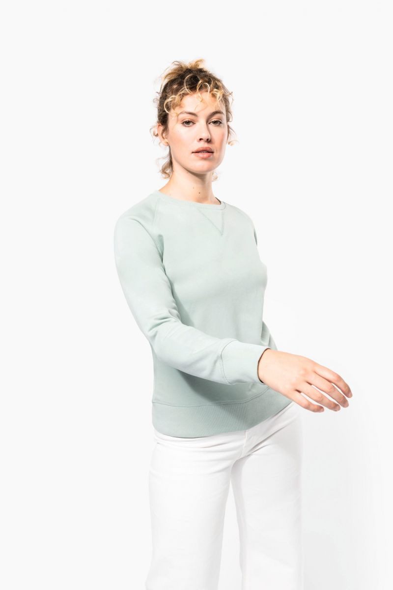 Kariban Sweatshirt Damen Sweatshirt BIO-BAUMWOLLE Rundhalsausschnitt Raglanärme