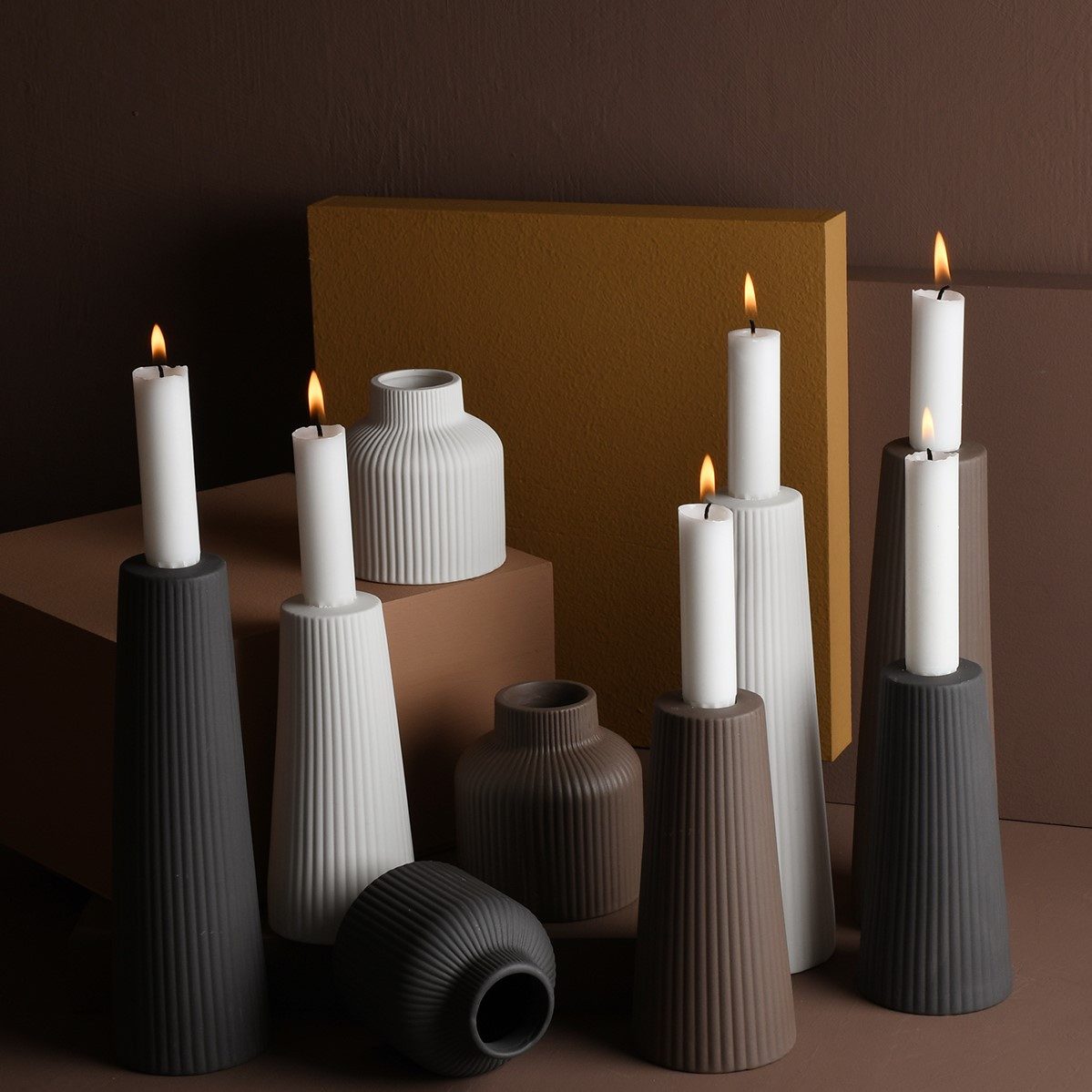 Storefactory Scandinavia Kerzenständer Kerzenhalter LINGHED S Keramik braun, Ø 6x15 cm