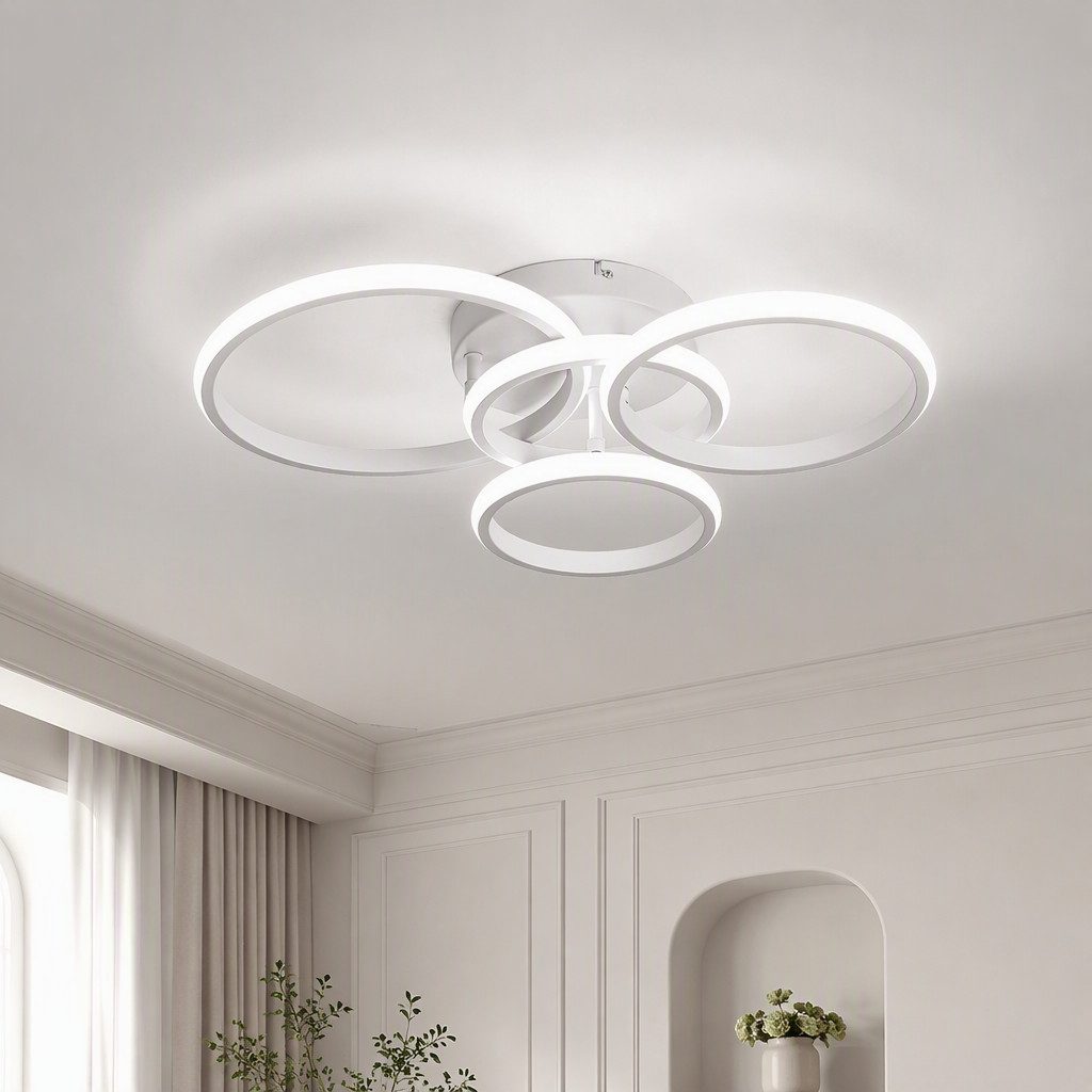 BlingBin LED Deckenleuchte Dimmbar Deckenlampe LED L48 × W44 × H10cm, 3000K/4500K/6500K, LED fest integriert, Tageslichtweiß, Modern Deckenlampe 3000-6500K für Wohnzimmer Küche Flur