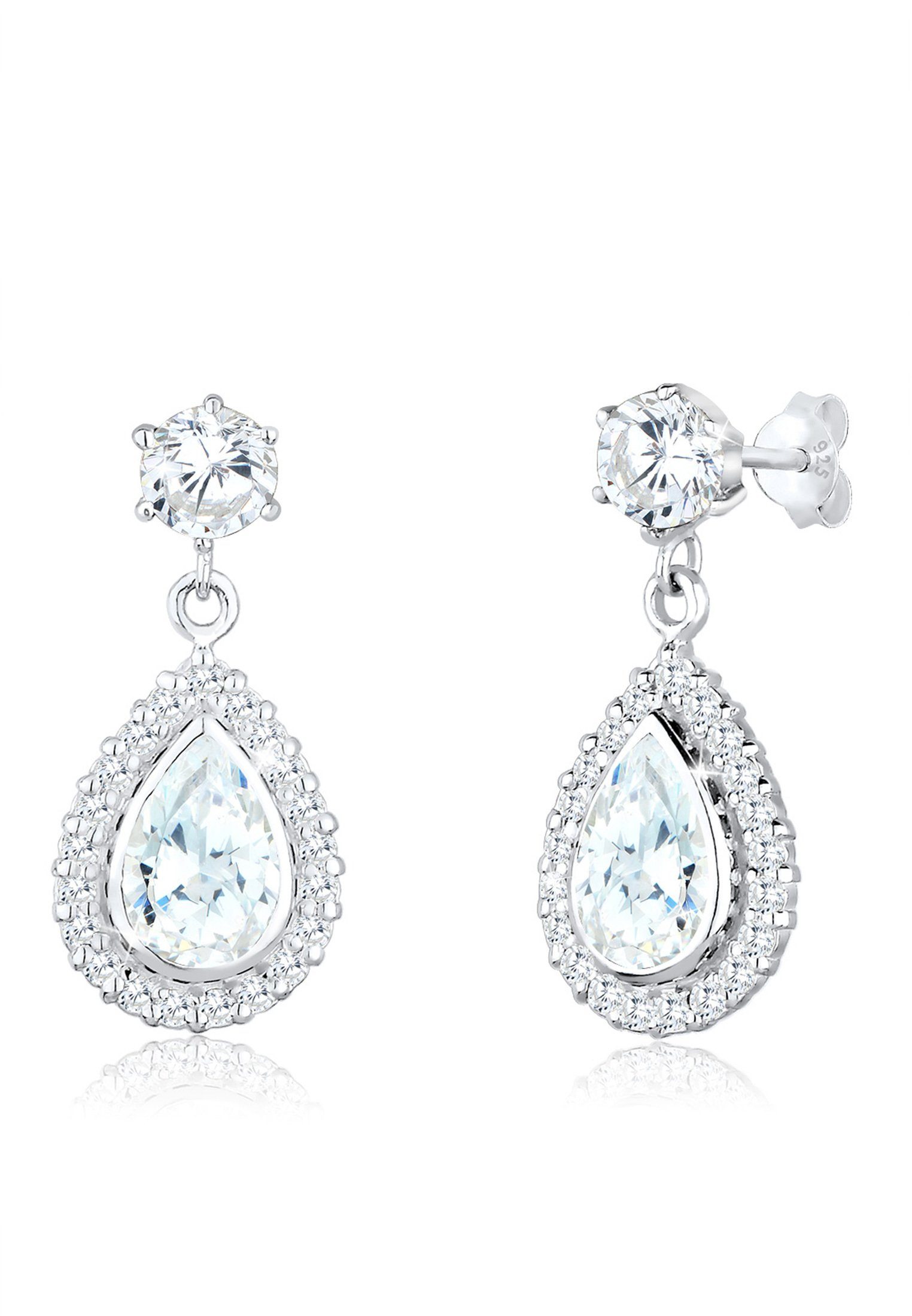 Paar Ohrhänger Tropfen Glamour Eleganz Zirkonia 925 Silber