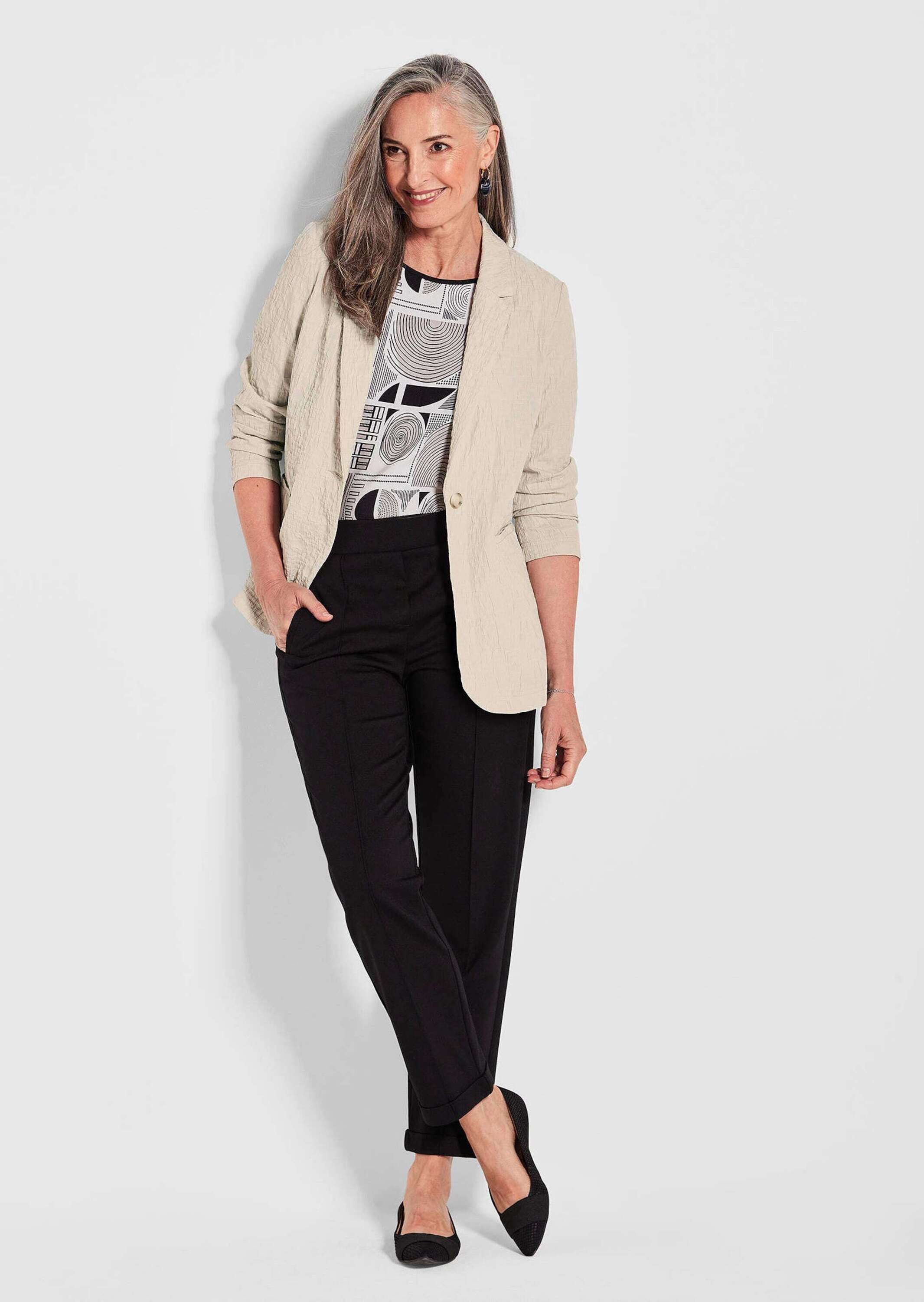 GOLDNER Jerseyblazer Strukturierter Stretchblazer mit Revers Damenblazer Un günstig online kaufen