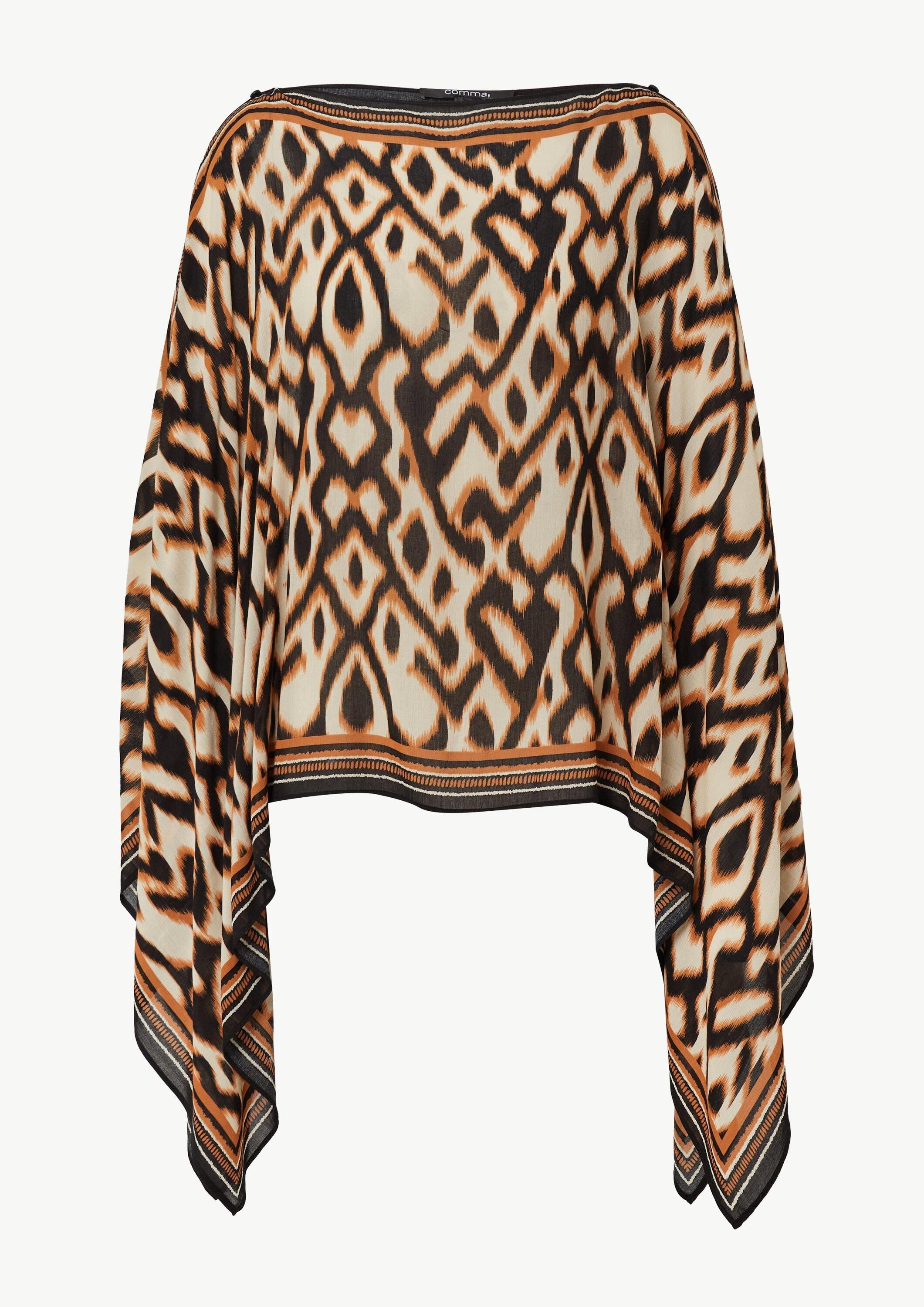 comma Poncho Indoor-Poncho Chiffon-Poncho mit All-over-Print