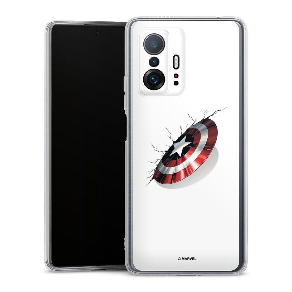 DeinDesign Handyhülle Captain America Offizielles Lizenzprodukt Marvel, Xiaomi 11T Pro 5G Silikon Hülle Bumper Case Handy Schutzhülle