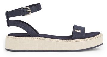 Tommy Hilfiger LINEN FLATFORM Riemchensandale, Sommerschuh, Sandalette, Plateauabsatz, mit verstellbarer Schnalle