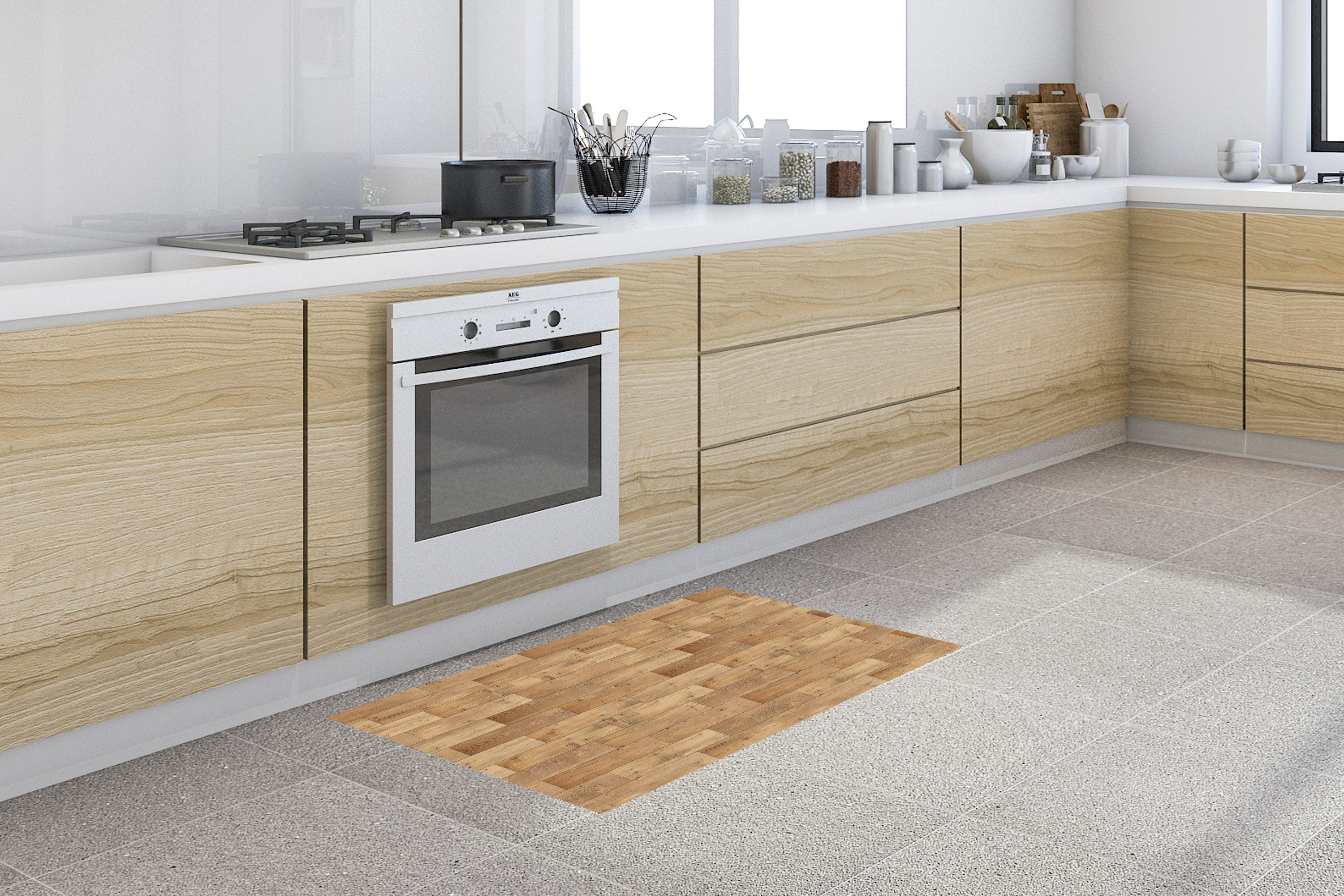 MuchoWow Küchenläufer Muster - Parkett - Muster, Rechteckig, Küchenteppich, günstig online kaufen