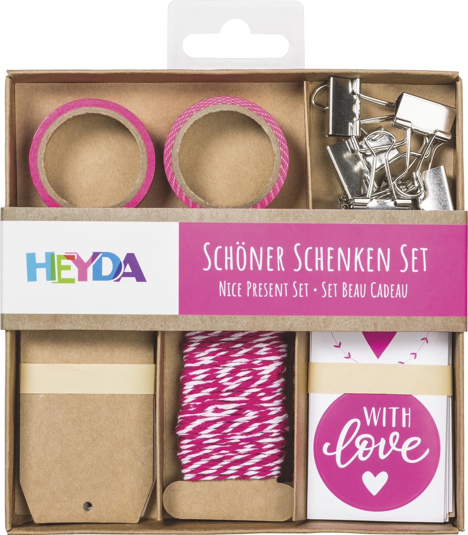 Heyda Geschenkband HEYDA 204870740 Schöner Schenken-Set 15 x15 x2 cm pink