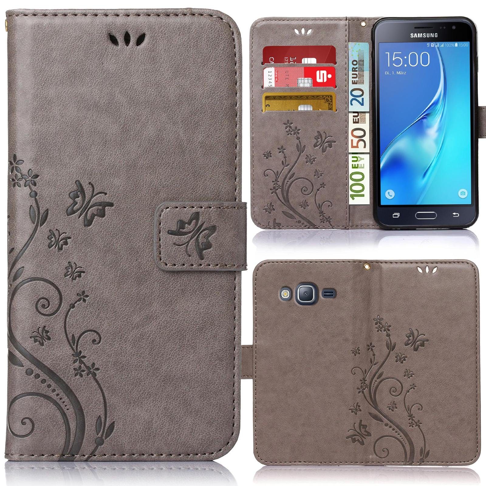 Numerva Handyhülle Bookstyle Flower für Samsung Galaxy J5 2016, Handy Tasche Schutzhülle Klapphülle Flip Cover mit Blumenmuster