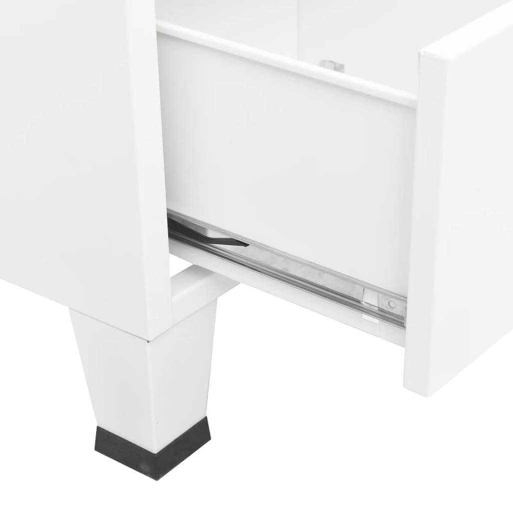 35x67x107 2 Weiß Schubladen möbelando cm) aus Türen mit 3010954 (LxBxH: in Spind und Stahl 2