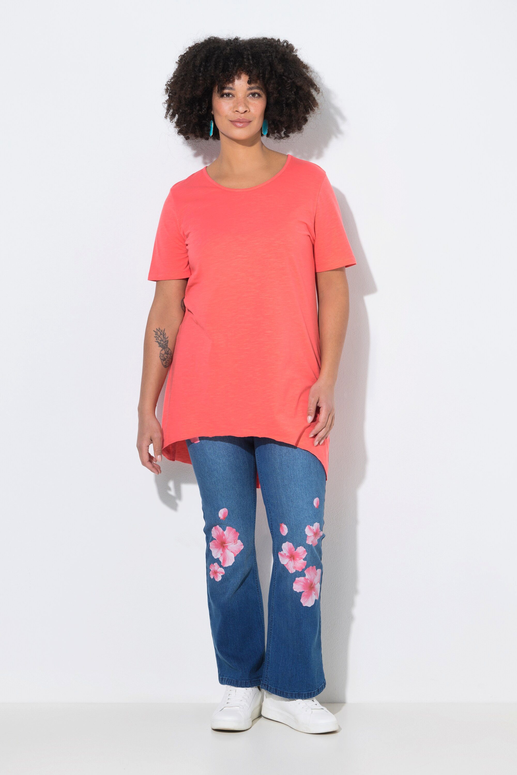 Angel of Style T-Shirt Longshirt Rundhals Halbarm gerundeter Saum günstig online kaufen