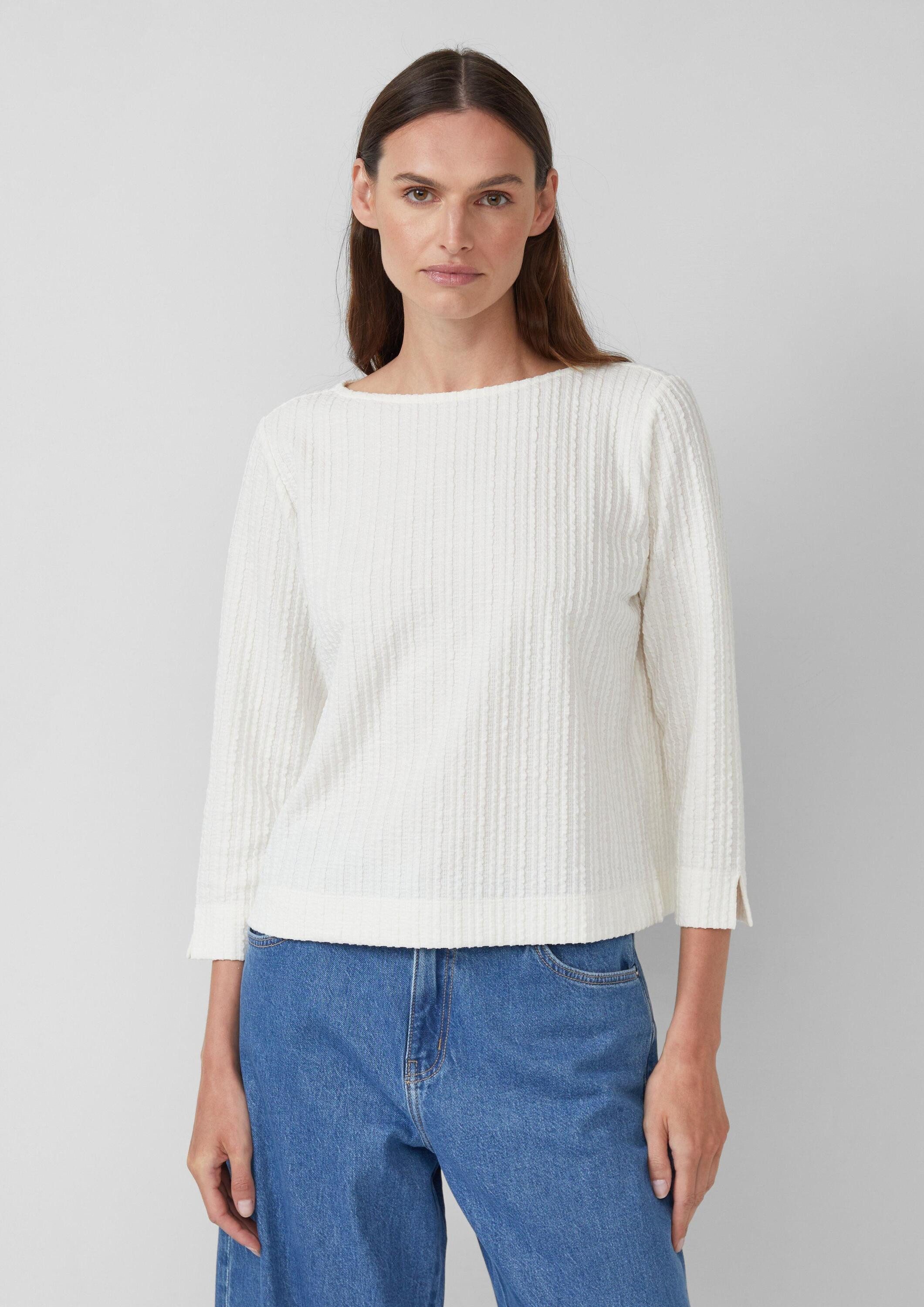 s.Oliver 3/4-Arm-Shirt T-Shirt Strukturiertes Shirt mit verkürztem Ärmel günstig online kaufen