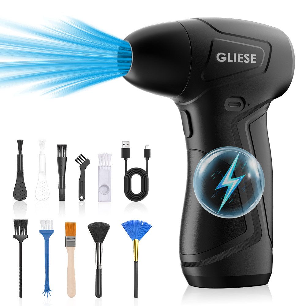 GLIESE Handstaubsauger Starker Elektrischer Luftbläser für PC, Auto & Haushal, 12 W, 12W Schnellladung, 6-stufig regelbar, 100.000 U/min, 5000mAh