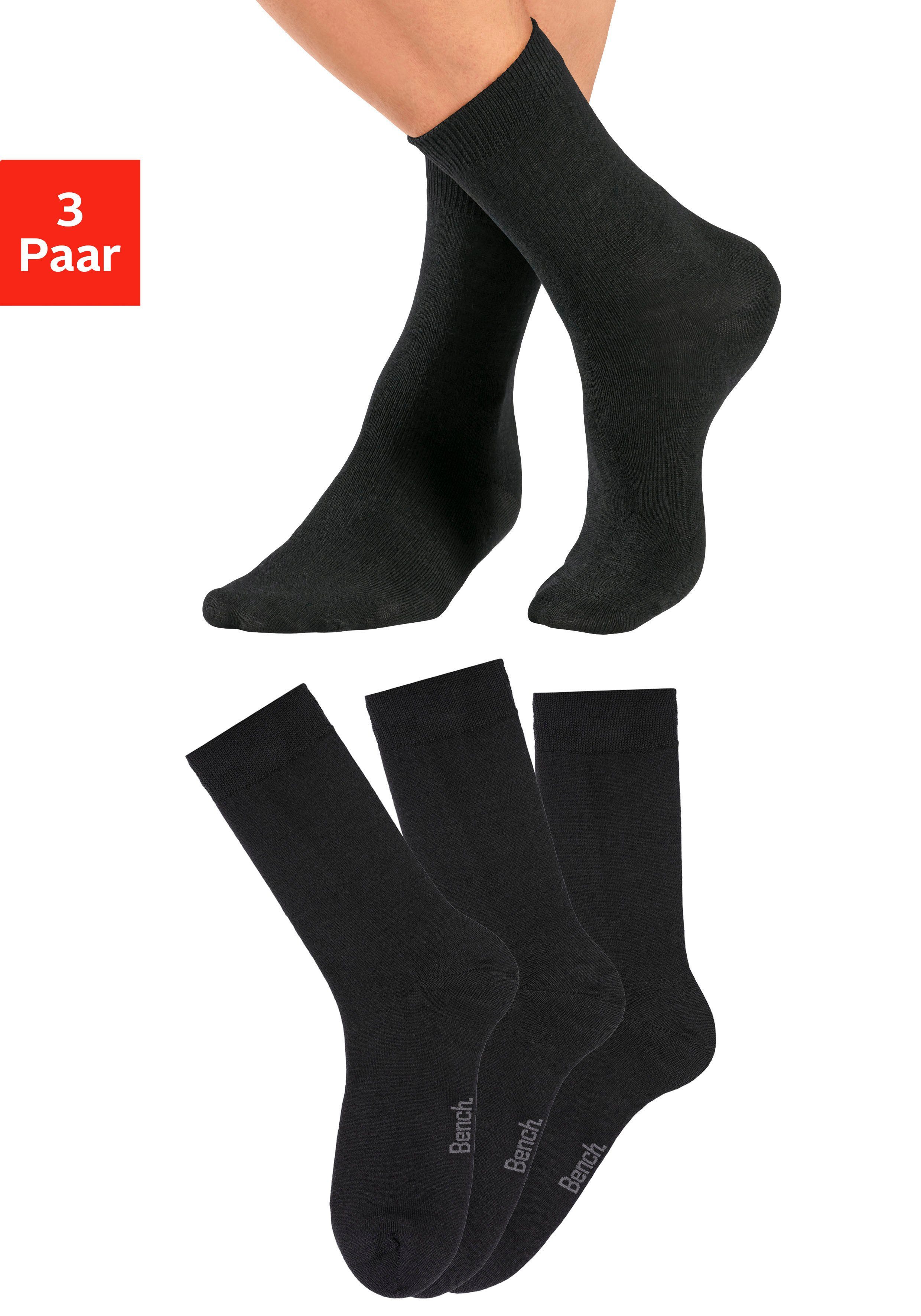 Bench. Socken (3-Paar) Wollsocken aus flauschigem Material 3x schwarz