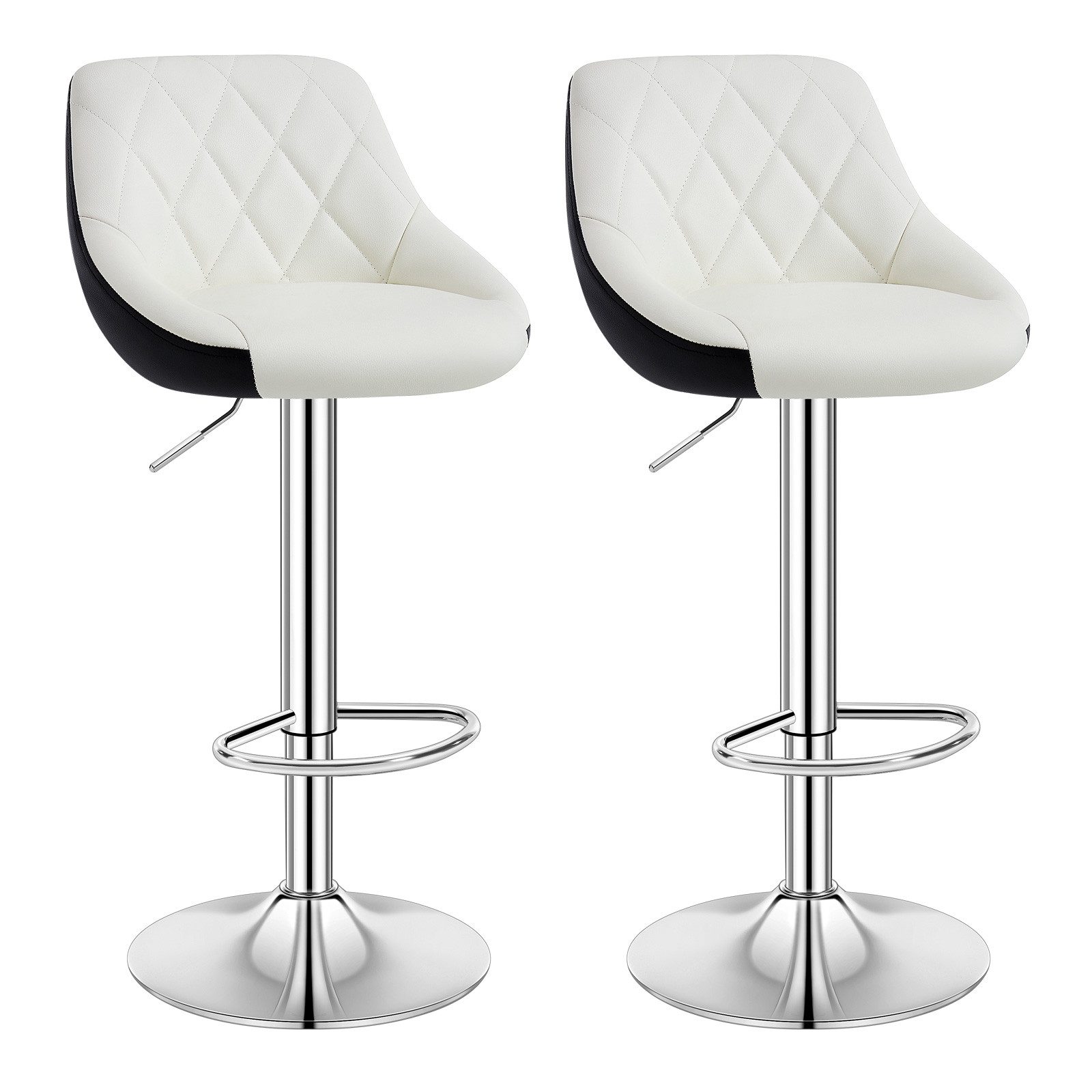 Woltu Barhocker (2 St), höhenverstellbar, drehbar, aus Kunstleder, verchromtem Stahl