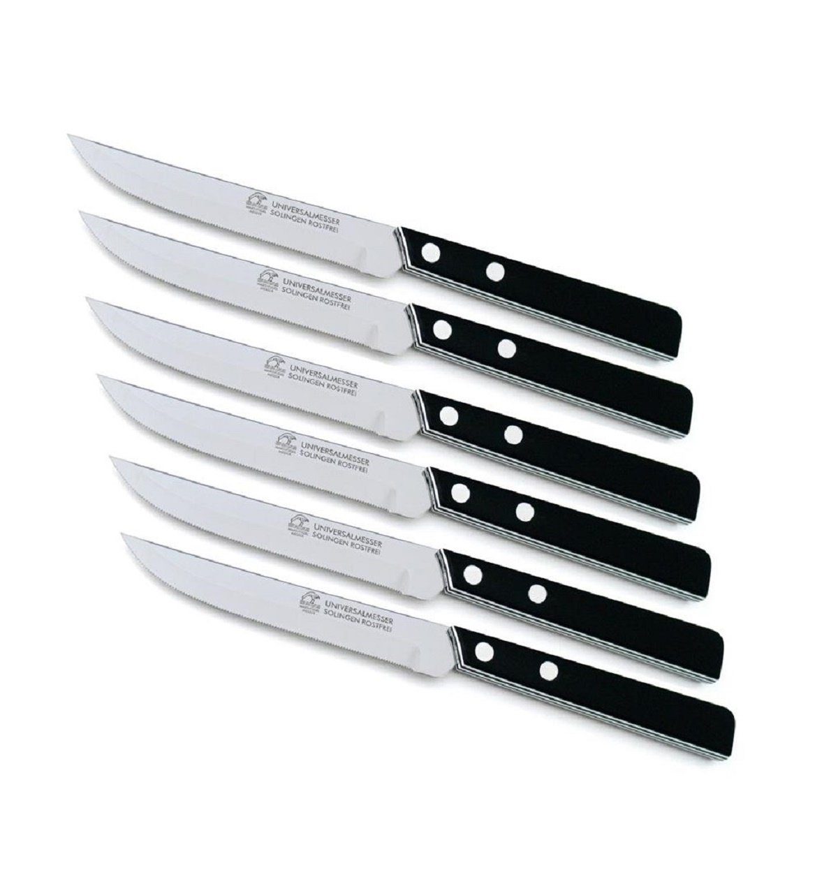 Marsvogel Messer-Set Universalmesser, 6 Stück, schwarz weiß, gerade Klinge