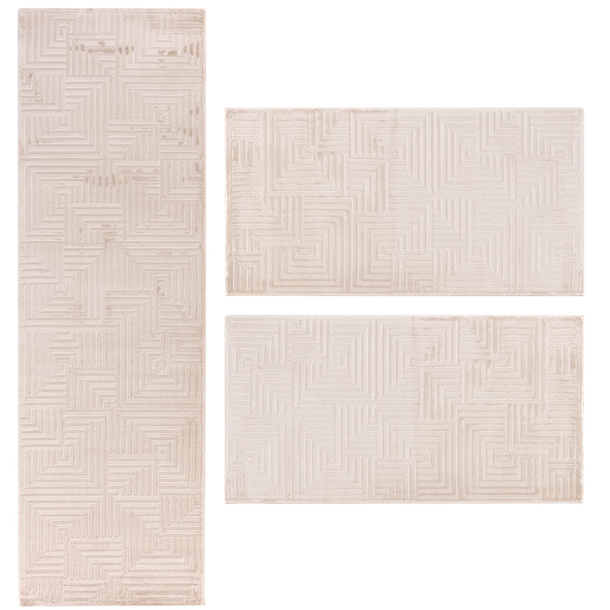 Carpettex Kurzflor-Bettumrandung Geometrisch Design, Höhe 12 mm, (Bett-Set, günstig online kaufen