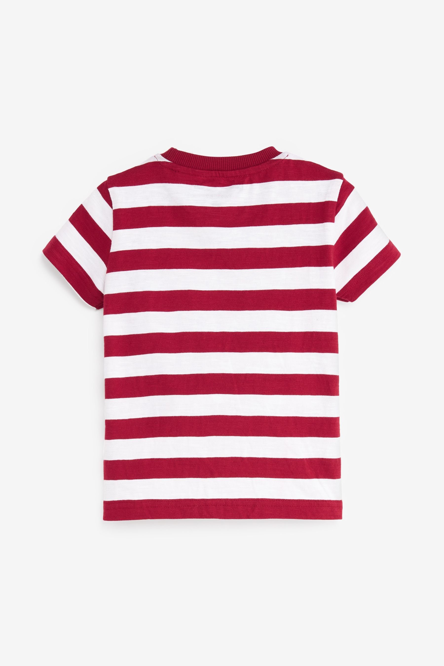 Next T-Shirt T-Shirt (1-tlg) Applikation Stripe Red/White Corgi mit
