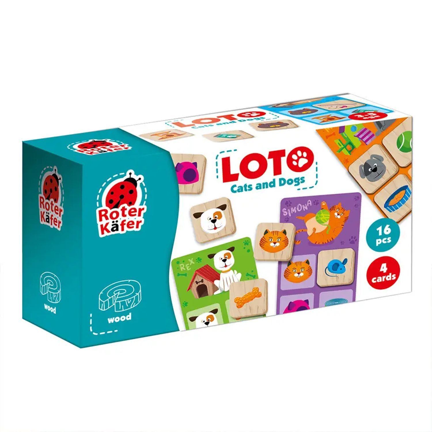 Käfer Spiel Lernspiel Lotto Katzen und Hunde