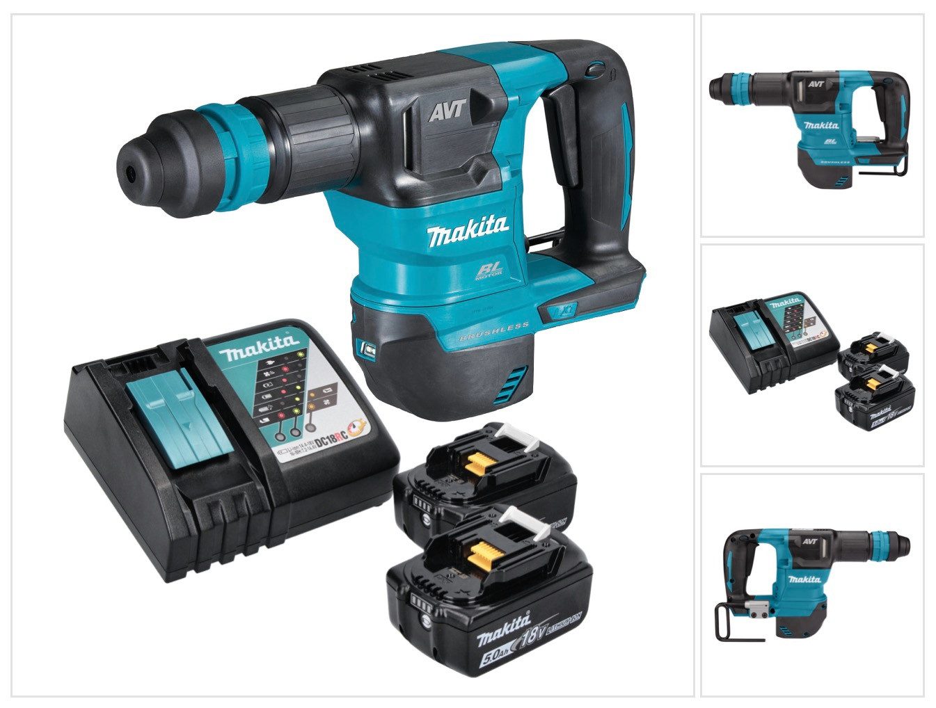 Makita Akku-Meißelhammer DHK 180 RT Akku Meißelhammer 18 V 3,1 J SDS Plus Brushless + 2x Akku