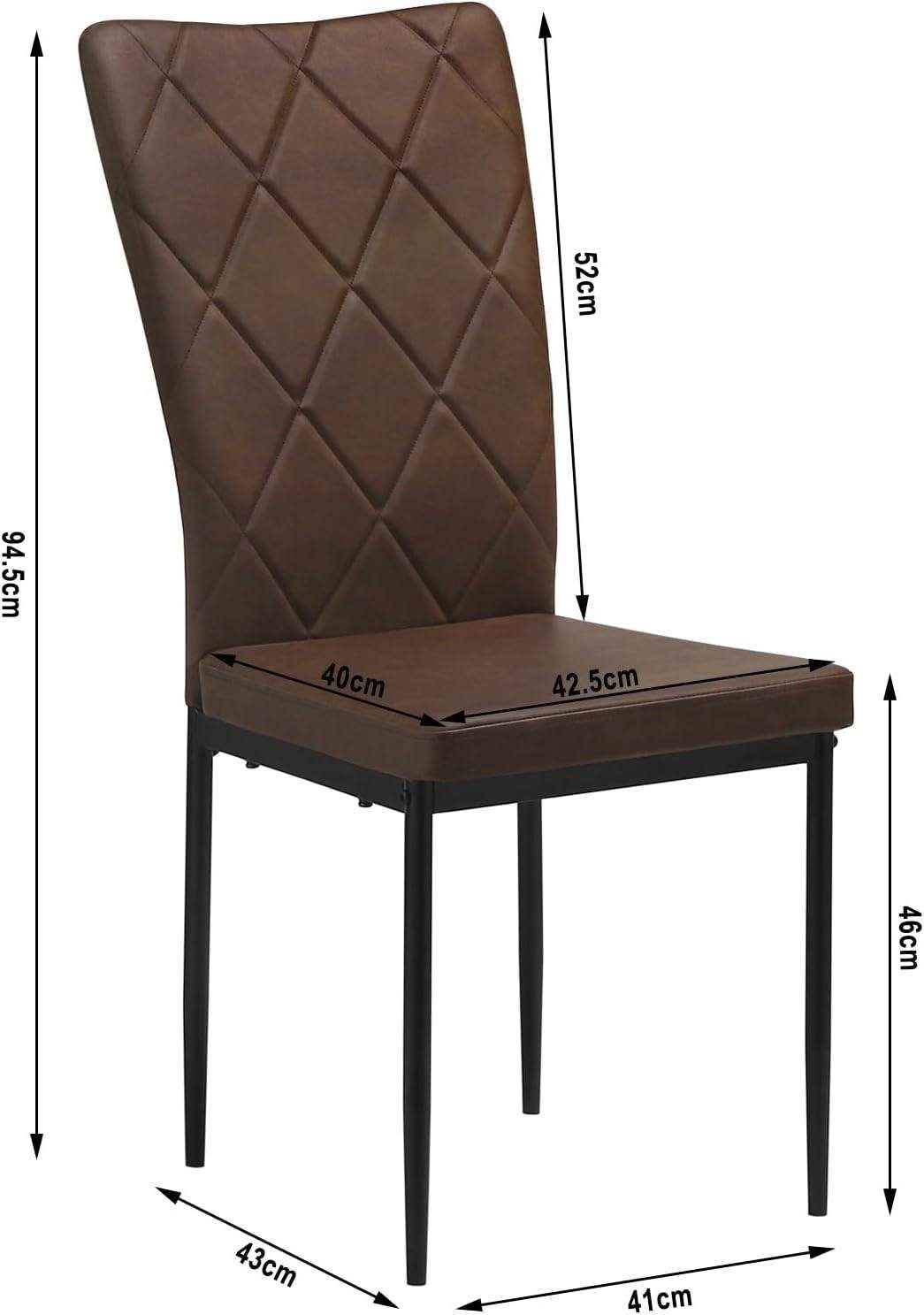 Woltu Esszimmerstuhl (Set, 4 St), Küchenstuhl Kunstleder, mit hoher Rückenlehne