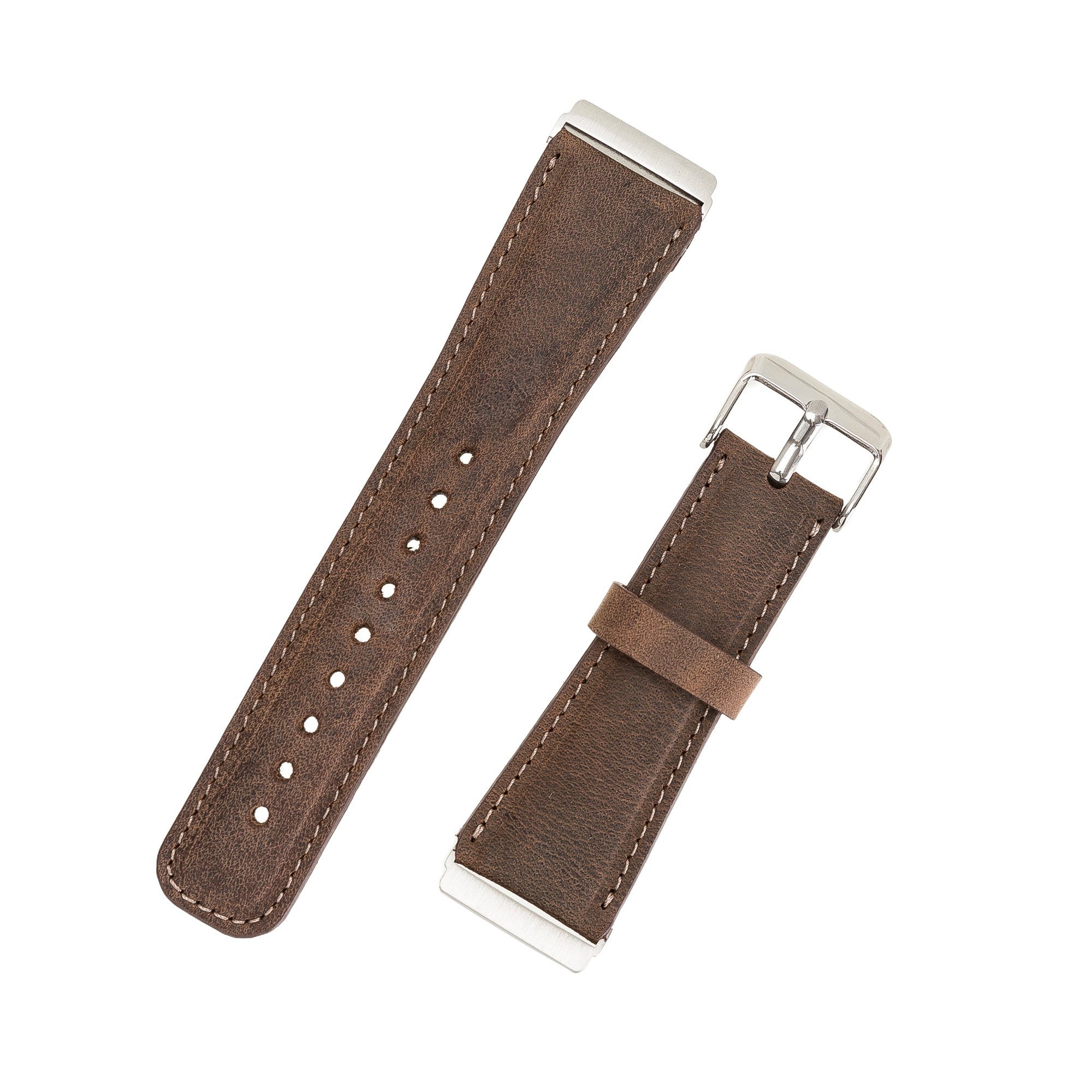 Fitbit Leather / Sense Ersatzarmband 3 Braun / Matt Armband Renna Smartwatch-Armband 2 Echtes Versa 4 Leder &