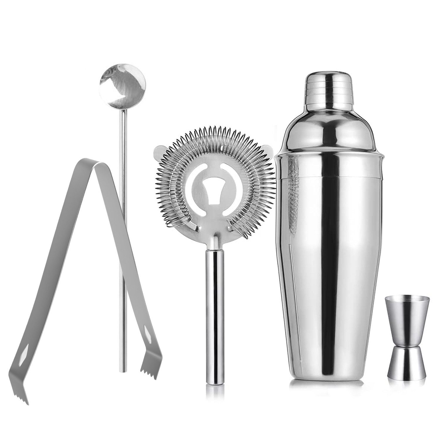 OSTWOLKE Cocktail Shaker Cocktailset Cocktailmixset Zubehör Barmixer-Set Edelstahl, (5-tlg)
