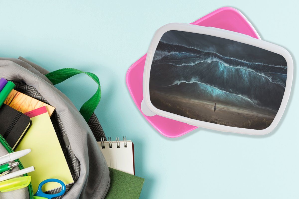 Kunststoff (2-tlg), Meer für Strand Lunchbox MuchoWow rosa Frau Erwachsene, Mädchen, Kinder, Golf, - Brotdose - Snackbox, Brotbox Kunststoff, -