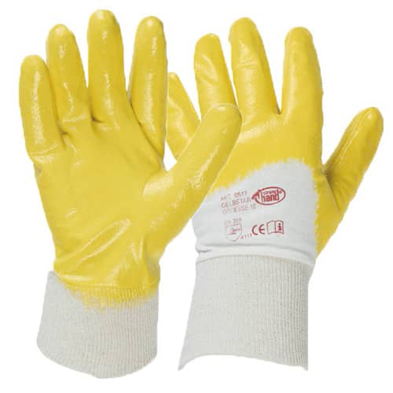 Montage-Handschuhe 10 Paar STRONG HAND Gelbstar Nitril Schutzhandschuh Arbeitshands…