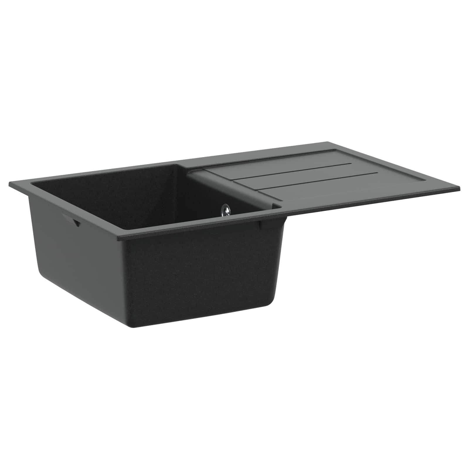 vidaXL Granitspüle Waschbecken Schwarz 780 x 500 mm 80% Quarz und 20% Harz, Rechtwinklig, 5/780 cm, (1 St)