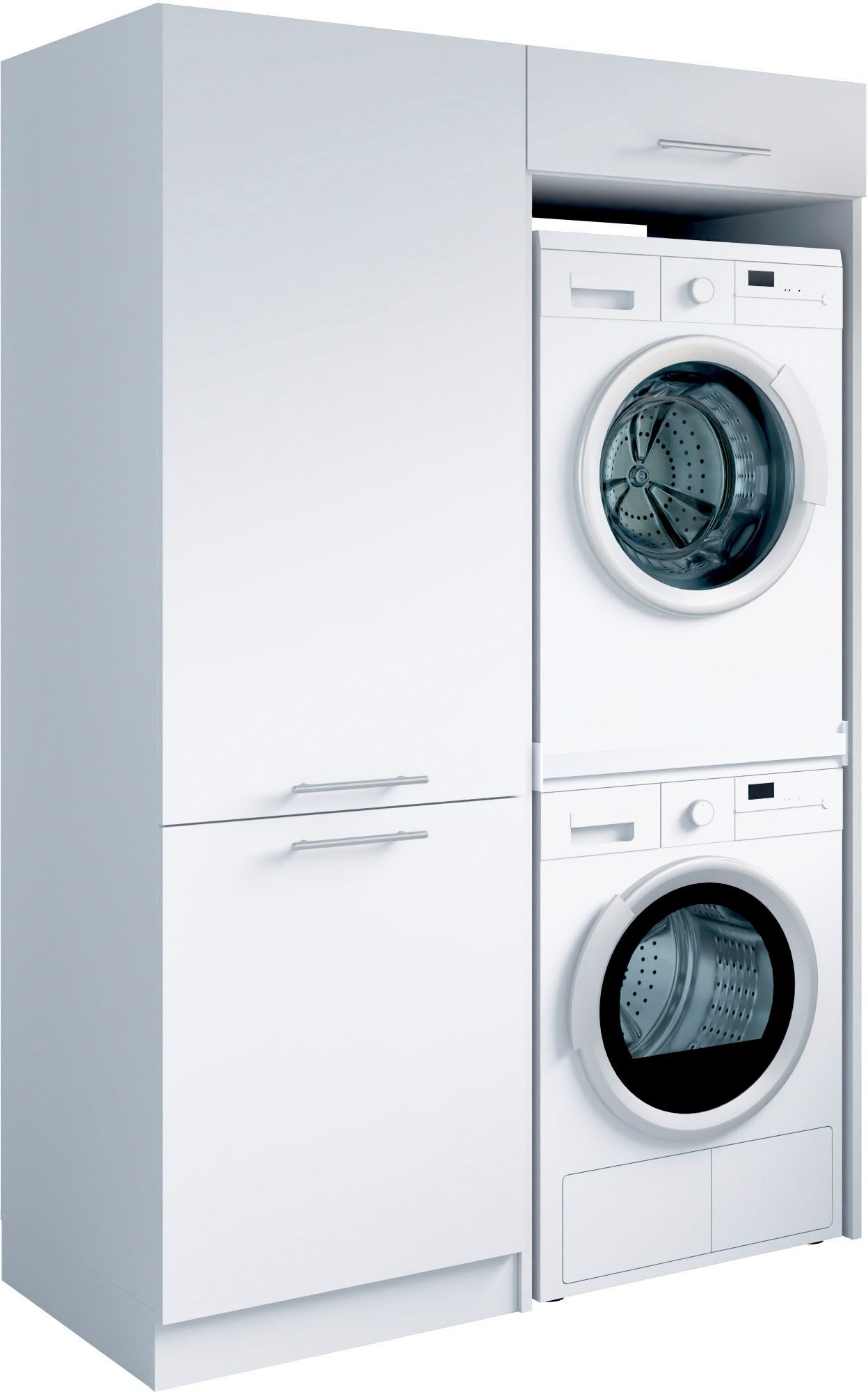 Laundreezy Mehrzweckschrank-Set Laundreezy, 2-tlg. Mehrzweckschrank-Set B/H/T 128/238/68 cm, (2-St), Breite 128 cm, Soft-Close-Funktion für Türen