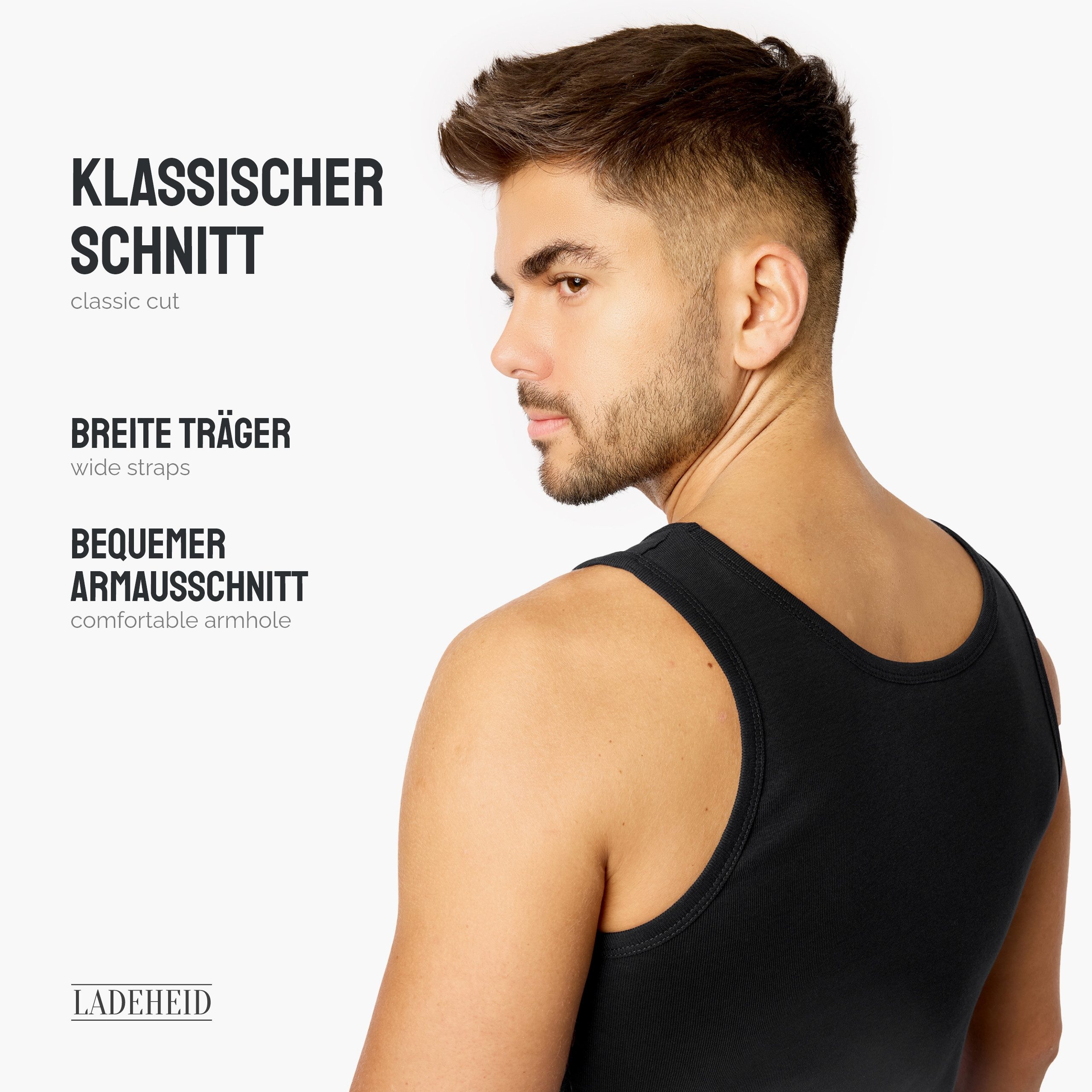 Ladeheid Unterhemd Tanktop Herren Baumwolle Set 3 Stück LA40-258 (Set, 3er-Pack) – Bild 4 von 5