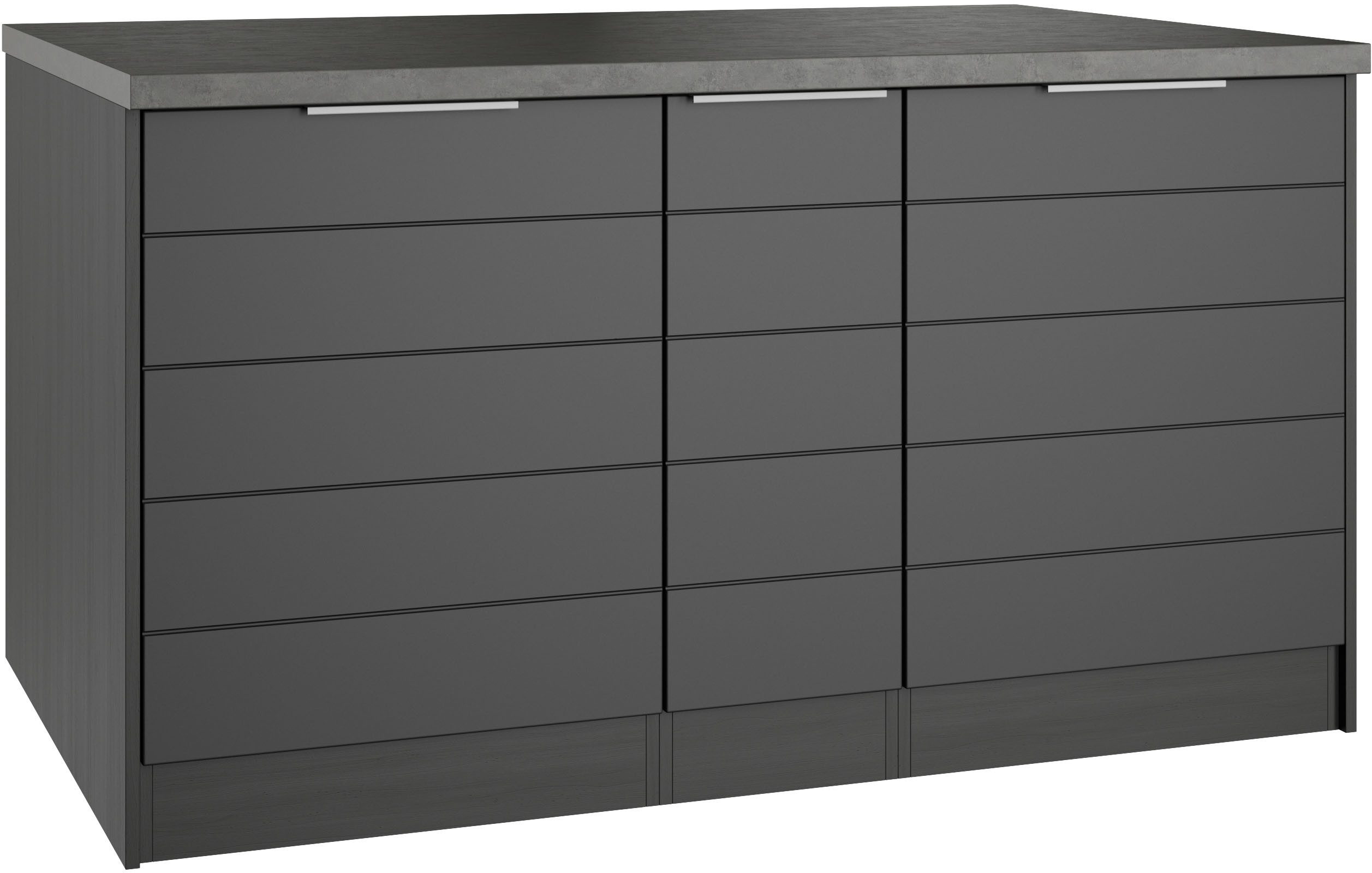 KOCHSTATION Kücheninsel KS-Luhe, Breite 153 cm, mit Flaschenregal, MDF-Fronten, Arbeitsplatte 38mm stark