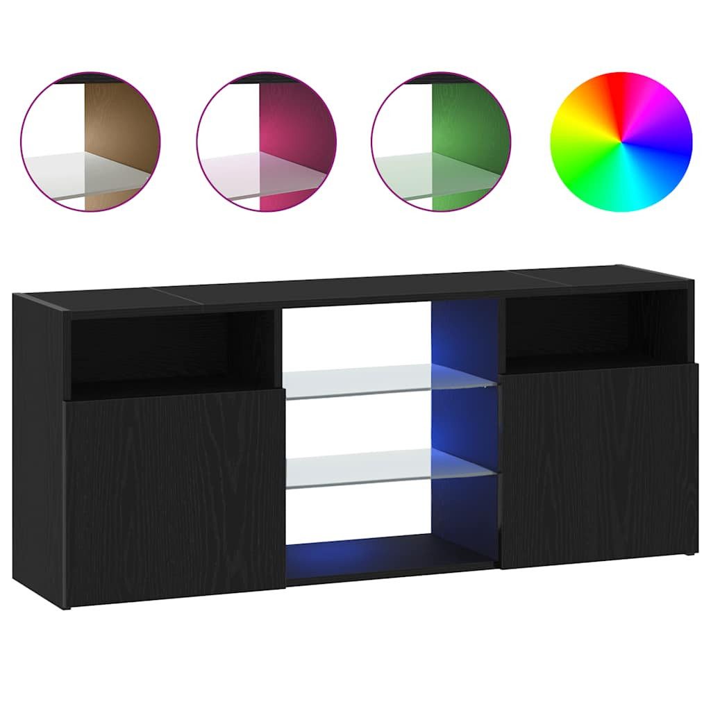 vidaXL TV-Schrank TV-Schrank mit LED-Leuchten Schwarz Eichen-Optik 120x30x5 günstig online kaufen