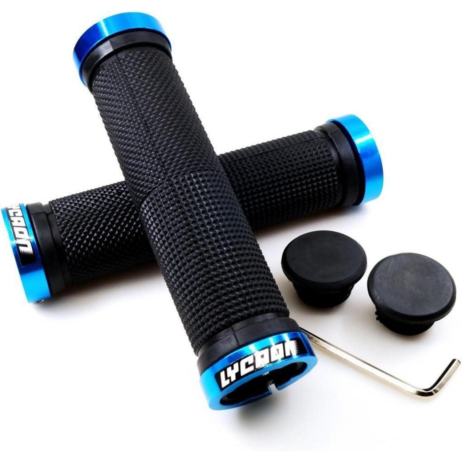 LuxusKollektion Fahrradlenker Fahrrad Griffe rutschfest Gummi Bike Handgriffe Aluminium Lock Blau