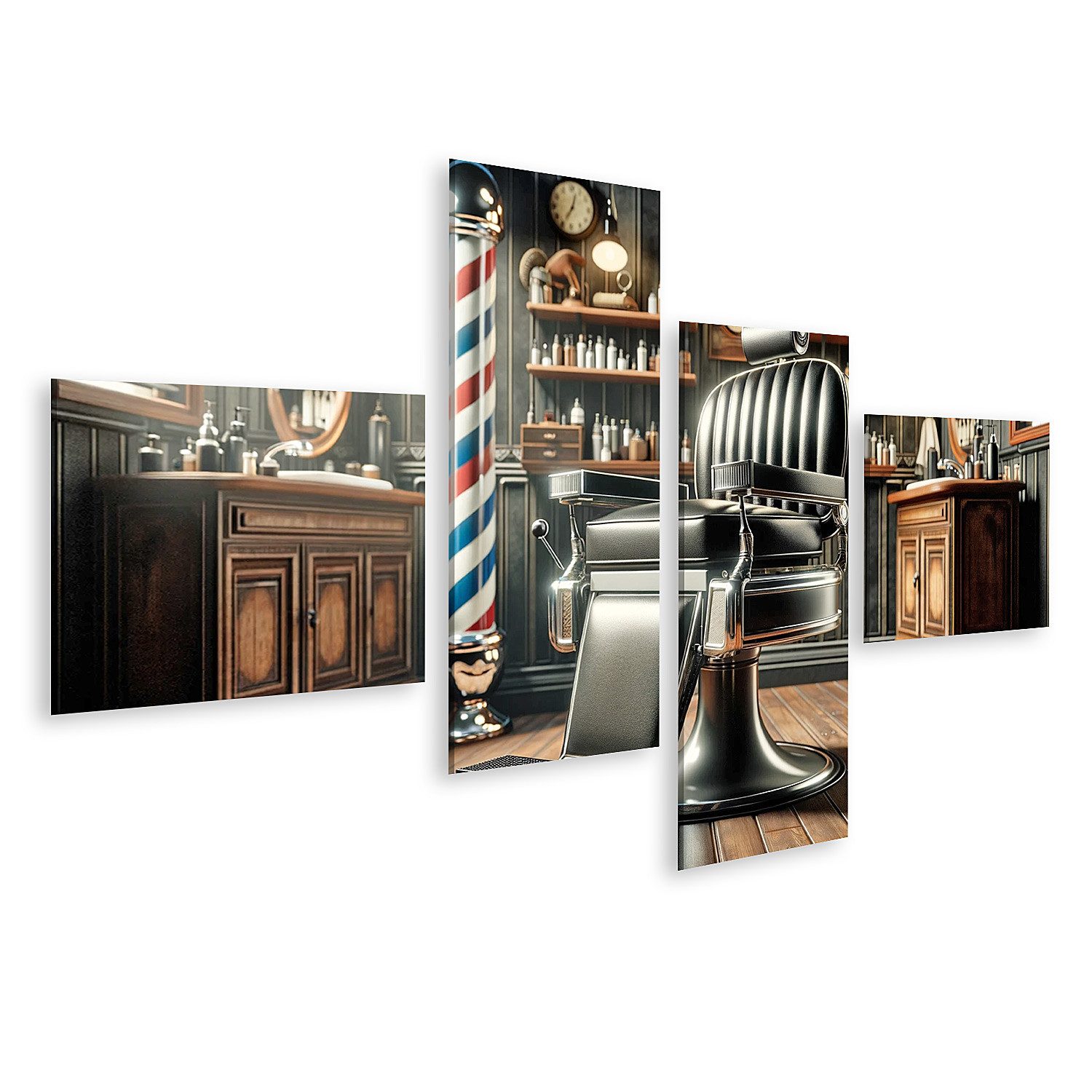 Leinwandbild Vintage-Barbershop antiker Friseurstuhl Friseur