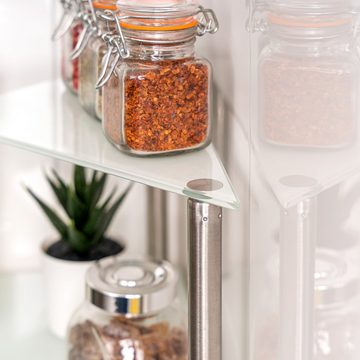 bremermann Küchenregal Glas-Eckregal, Küchenregal mit Glasplatten und Edelstahlfüßen, weiß