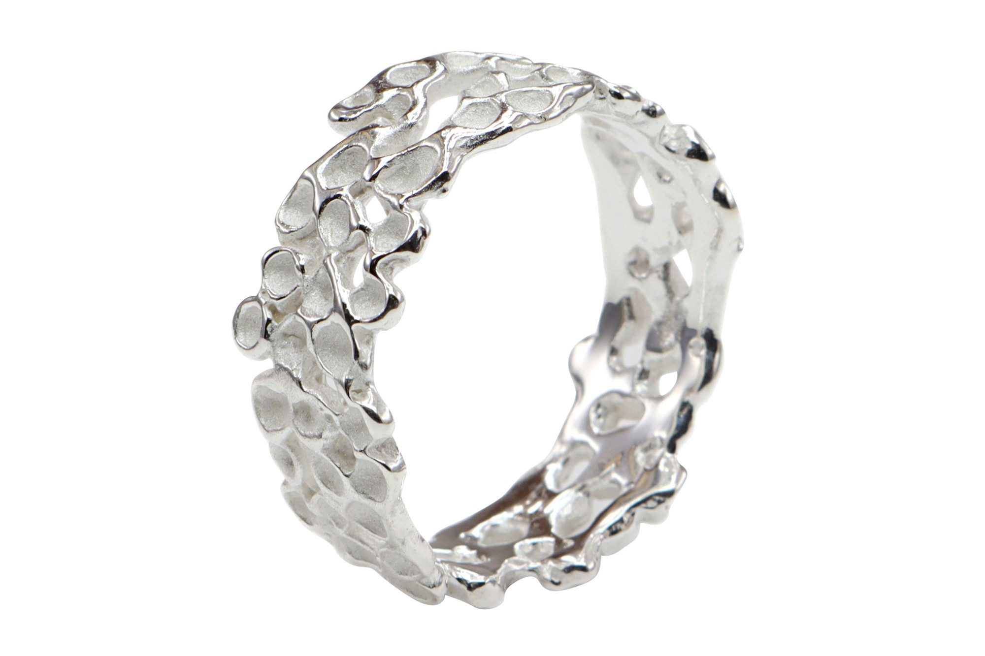 SILBERMOOS Silberring Fein-strukturierter Wabenring, 925 Sterling günstig online kaufen