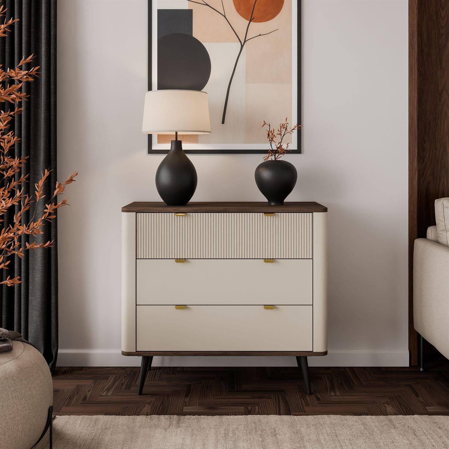Lookway Kommode für das Wohnzimmer AUTUMN 3S auf hohen Beinen