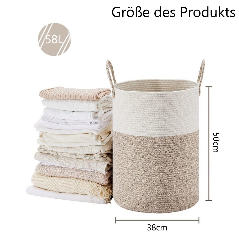 NUODWELL Wäschekorb Wäschekorb Baumwolle geflochten,Wäschesammler faltbar m günstig online kaufen