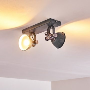 hofstein Deckenleuchte »Varsi« dimmbare Deckenlampe aus Metall in Grau/Weiß, ohne Leuchtmittel, 2700 Kelvin, Lampenschirm dreh-/schwenkbar, 2xGU10, Spot im Retro-Design