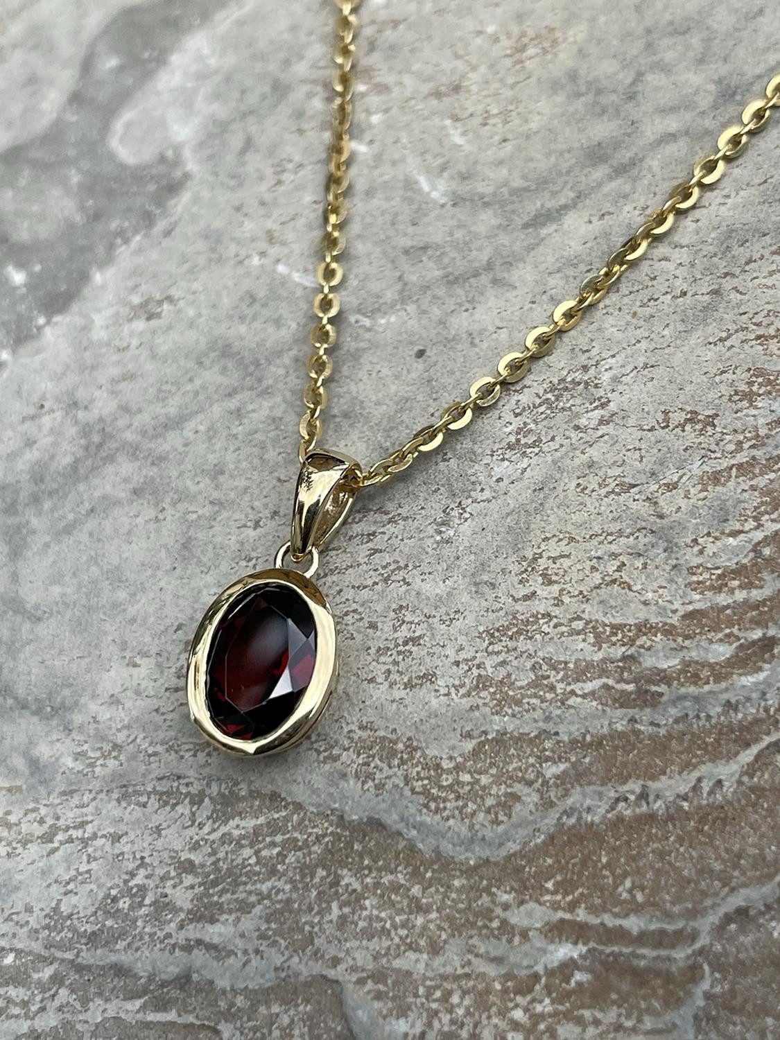 My Gold Kettenanhänger Damen Granat Anhänger günstig online kaufen