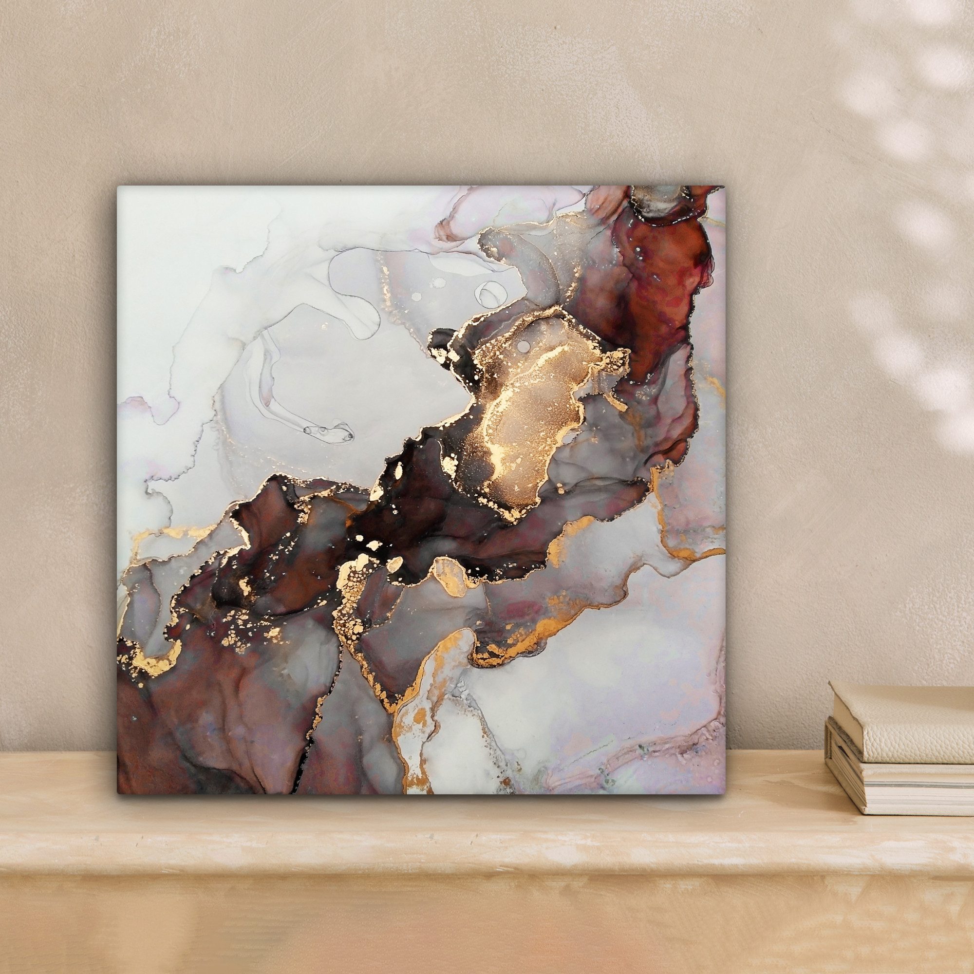 OneMillionCanvasses® Leinwandbild Rot - Marmor - Gold, Fotodruck (1 St), Wa günstig online kaufen