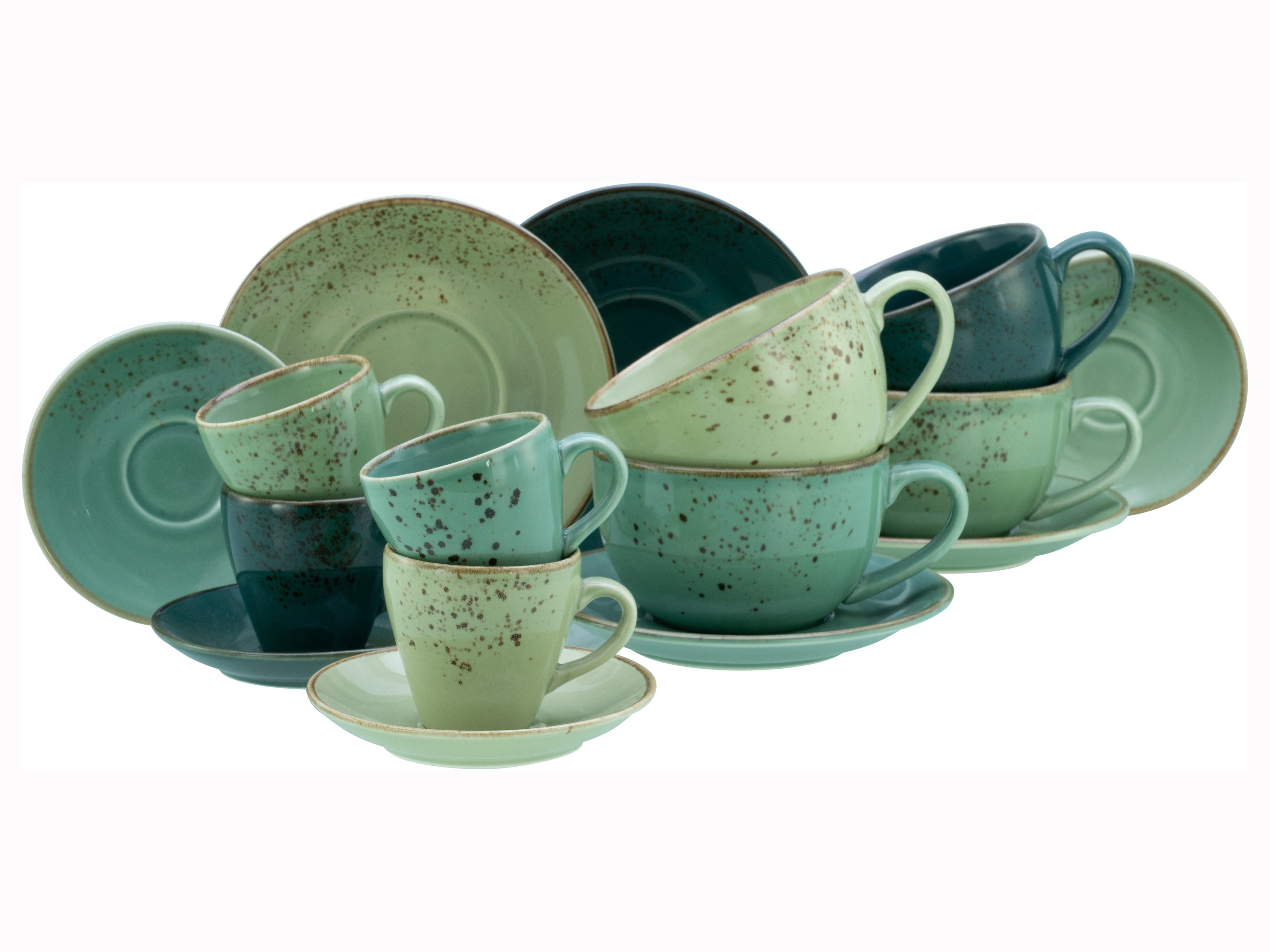CreaTable Tasse Nature Collection, Tassen-Set 16-tlg., 16-tlg., Steinzeug, Naturverbundenes Design, Einzigartige Oberfläche