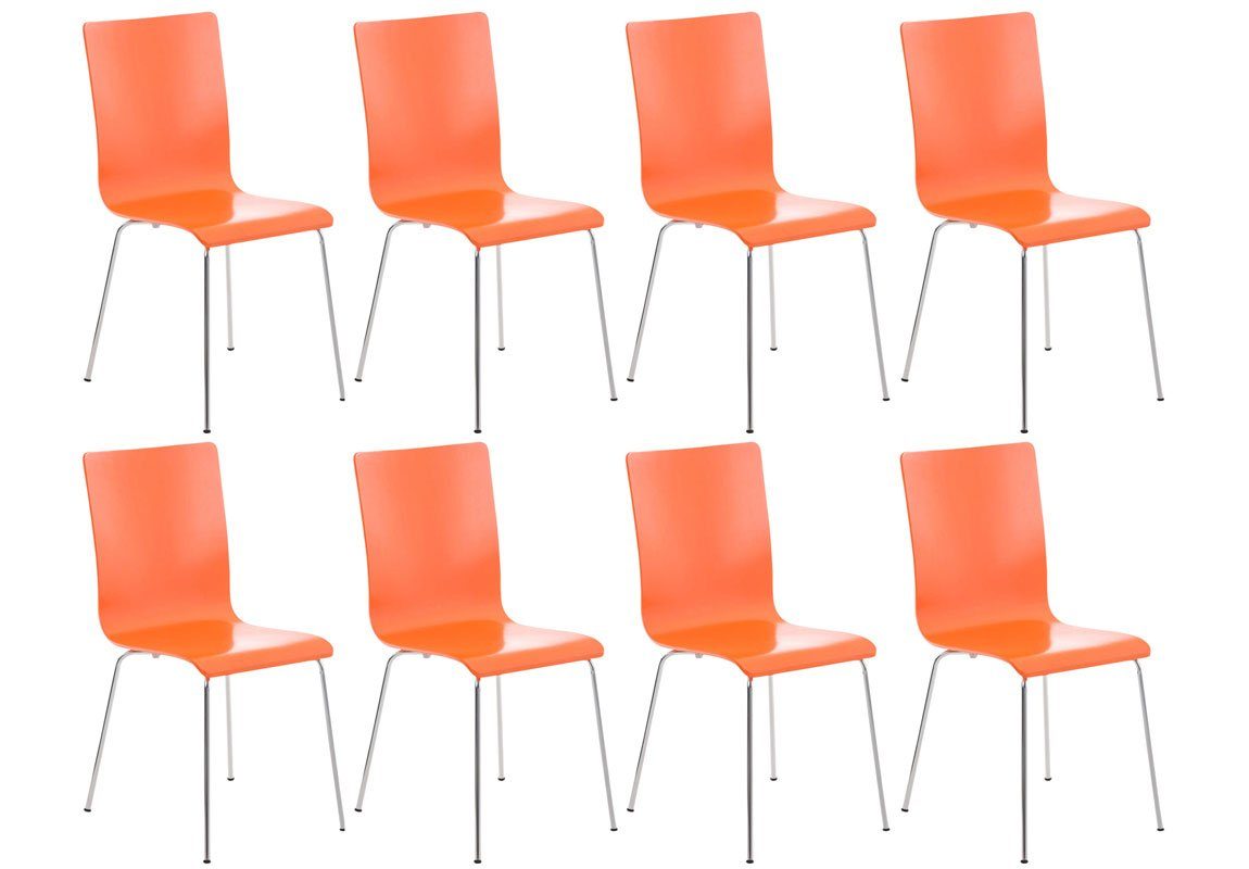CLP Besucherstuhl Pepe (8er Set), ergonomisch geformter Holzsitz orange