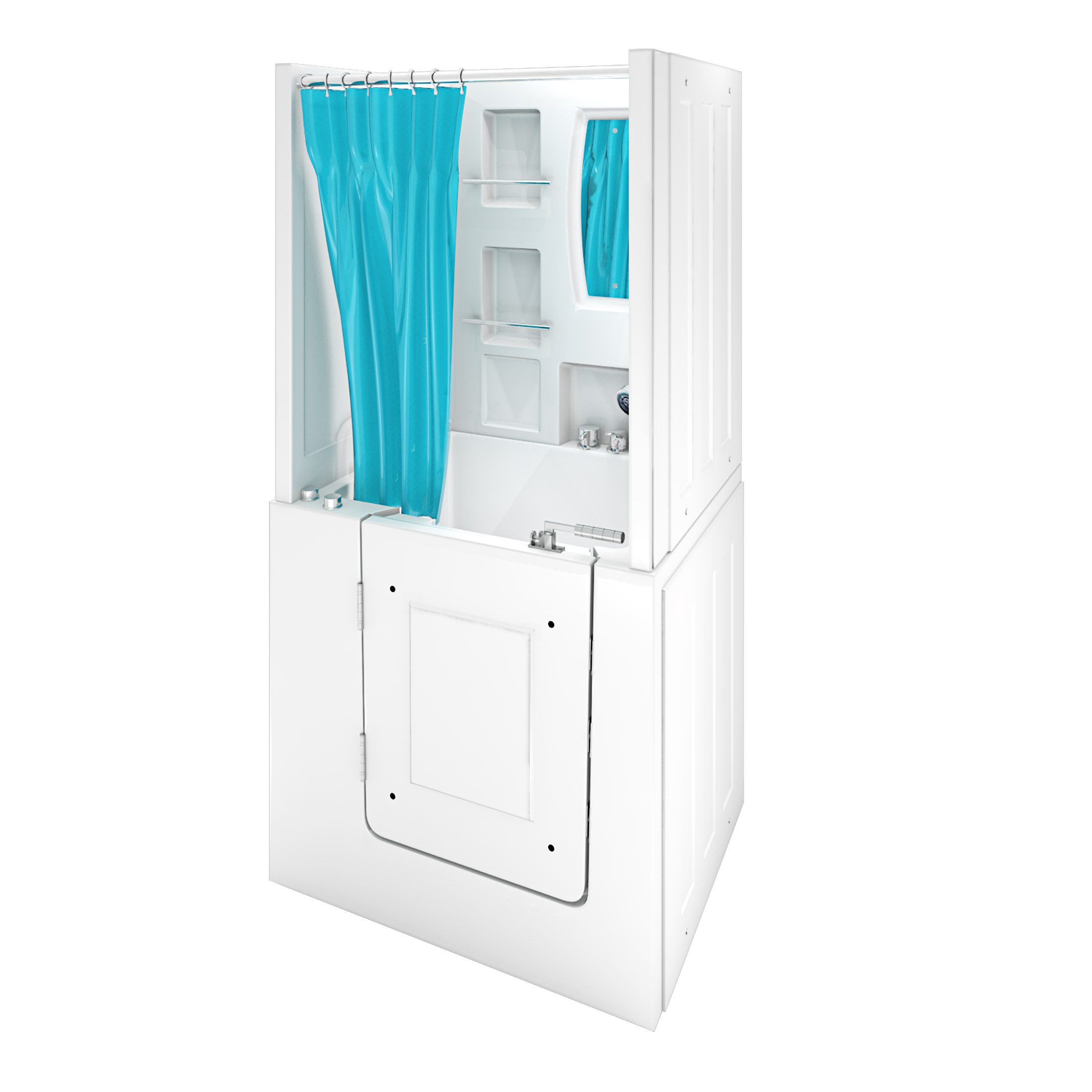 AcquaVapore Komplettdusche Seniorendusche Wanne Whirlpool S02D-WP-B-L 100x78x205cm, inklusive Duschwanne, Integrierte Massagedüsen, Schnelle Reinigung, Nackenstütze, Überlauf A