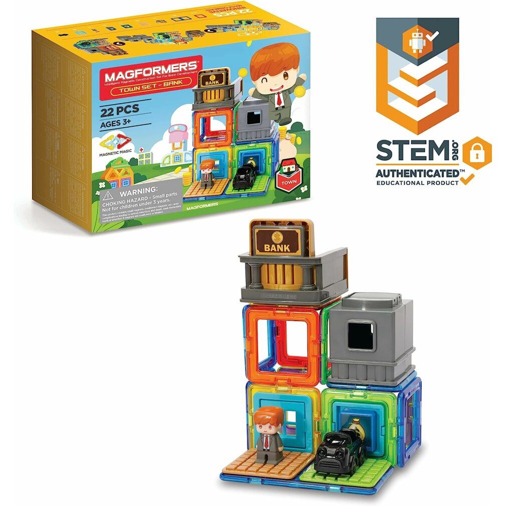 MAGFORMERS Town Bank 22 Stück Magnetspielbausteine, (Packung)
